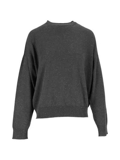 Peserico Lurex-detail Crew-neck Sweater In Gray