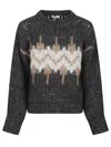 Peserico Cropped Knitted Sweater With Zigzag Pattern In Black