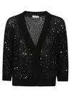 Peserico Deep V-neck Cardigan With Sequined Embellishments