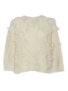 PESERICO BEIGE TRICOT SWEATER WITH FRINGES