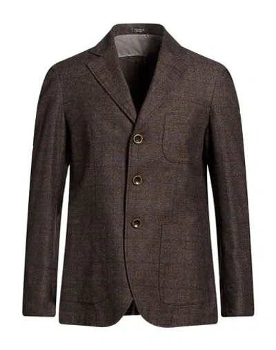 Peserico Man Blazer Chocolate Brown Size 40 Virgin Wool, Cotton
