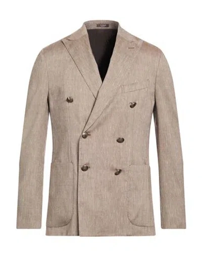 Peserico Man Blazer Light Brown Size 40 Virgin Wool, Linen