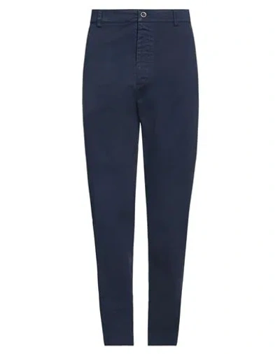 Peserico Man Pants Navy Size 34 Cotton, Elastane In Navy Blue
