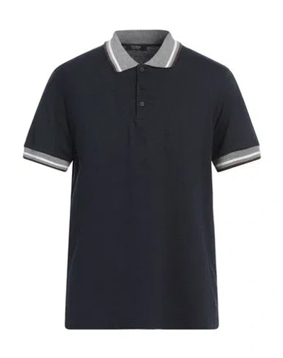 Peserico Man Polo Shirt Midnight Blue Size 40 Merino Wool, Cotton, Cashmere