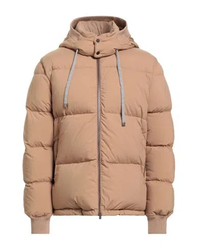 Peserico Man Puffer Sand Size 42 Polyester, Merino Wool, Polyamide, Cashmere In Brown