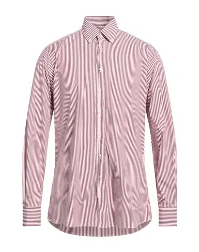 Peserico Man Shirt Burgundy Size 16 ½ Cotton, Polyamide, Elastane In Pink
