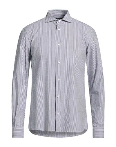 Peserico Man Shirt Midnight Blue Size 40 Cotton In Gray