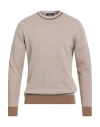 Peserico Man Sweater Camel Size 40 Merino Wool, Cashmere In Neutral