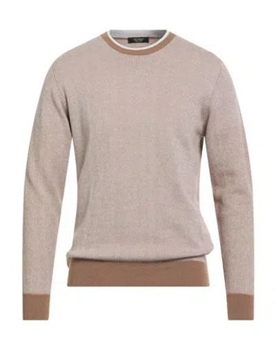 Peserico Man Sweater Camel Size 40 Merino Wool, Cashmere In Neutral