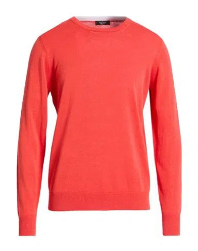 Peserico Man Sweater Coral Size 40 Linen, Cotton In Red