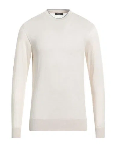 Peserico Man Sweater Cream Size 38 Virgin Wool In White