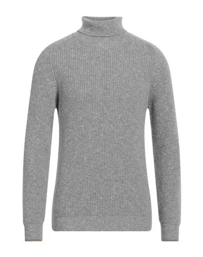 Peserico Man Turtleneck Grey Size 42 Merino Wool, Cashmere, Cotton, Virgin Wool, Silk In Gray