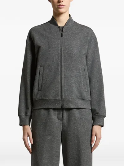 Peserico Marl-effect Zip-up Sweatshirt In Gray