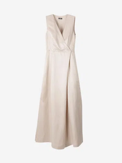 Peserico Maxi Linen Jumpsuit In Beige