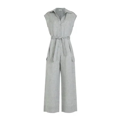 Peserico Mélange Belted Jumpsuit In Green