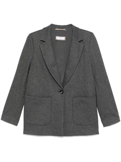Peserico Mélange-effect Blazer In Grey