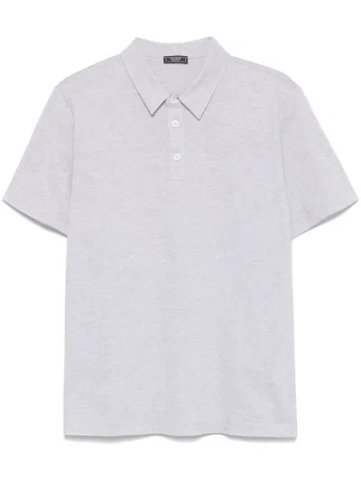 Peserico Mélange-effect Piqué-weave Polo Shirt In Grey