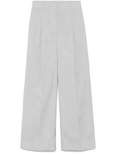 Peserico Mélange-effect Trousers In Grey