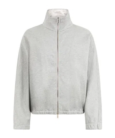Peserico Mélange-effect Zip-up Fleece Sweatshirt In Grey