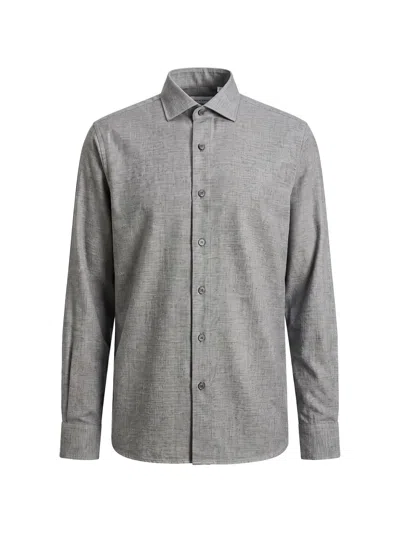 Peserico Mélange-effect Long-sleeve Shirt In Gray