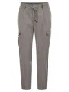 Peserico Jogger In Lightweight Stretch Cotton Canvas In Gray