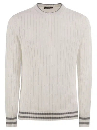 Peserico Men Plaited Cotton Jersey In Neutral
