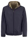 Peserico Men's Reversible Jacket With Hood In Blue