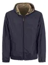 Peserico Men's Reversible Jacket With Hood In Blue