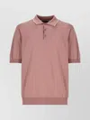 Peserico Men's Ribbed Cotton Polo Shirt With Contrast Trim In Pink
