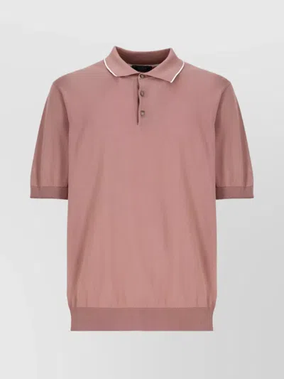 PESERICO MEN'S RIBBED COTTON POLO SHIRT WITH CONTRAST TRIM