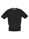 Peserico T-shirt In Linen And Cotton Yarn In Black
