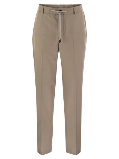 Peserico Men Technical Virgin Wool Gabardine Jogger In Neutral