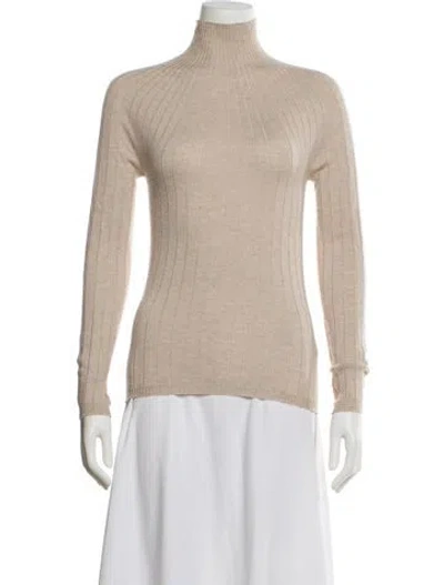 Pre-owned Peserico Merino Wool Turtleneck Sweater In Neutral