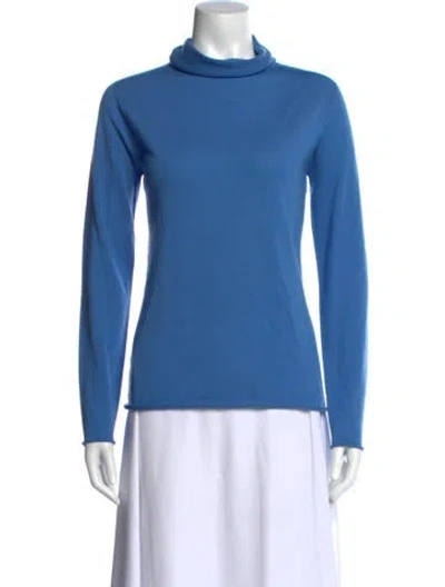 Pre-owned Peserico Merino Wool Turtleneck Top W/ Tags In Blue