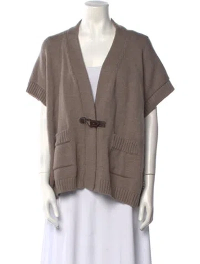 Pre-owned Peserico Merino Wool V-neck Sweater In Neutral