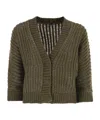 Peserico Wool And Alpaca Mesh Cardigan In Green