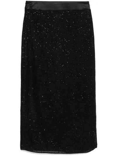 Peserico Mesh Midi Skirt In Black
