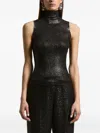 Peserico Metallic-effect Ribbed Sleeveless Vest In Black