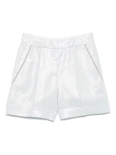 Peserico Metallic-effect Shorts In Gray