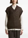 Peserico Metallic-effect V-neck Vest In Brown