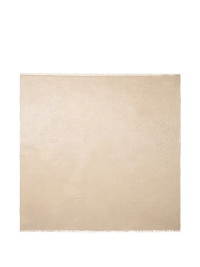 Peserico Metallic Frayed-edge Scarf In Brown