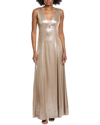 Peserico Laminated Flared Dress In Neutrals