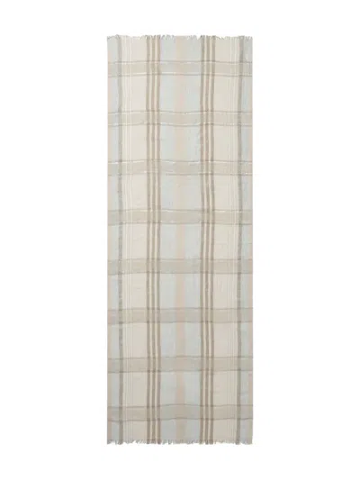 Peserico Metallic Plaid Scarf In Neutral