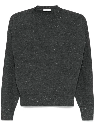 Peserico Metallic-thread Sweater In Antracite Grey