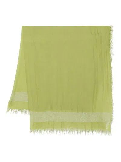 Peserico Metallic-threading Detailed Scarf In Green