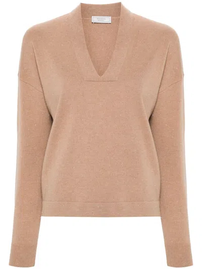 Peserico Metallic-threading Jumper In Nude