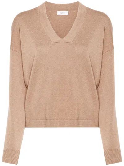 Peserico Metallic-threading Jumper In Neutrals