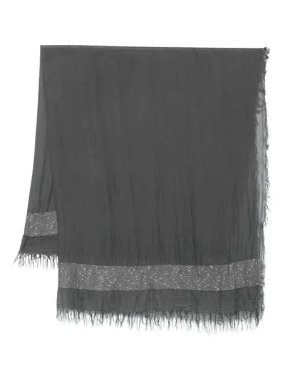 Peserico Metallic-threading Scarf In Grey