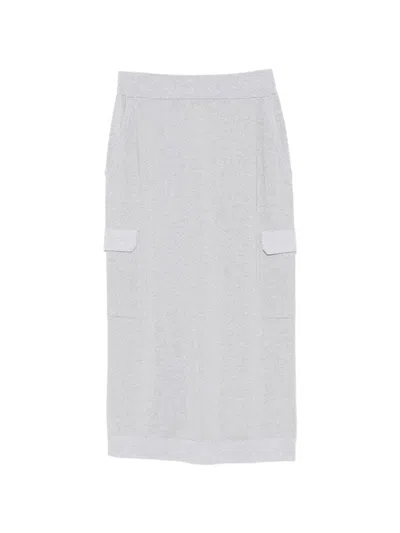 Peserico Metallic-effect Cargo-pocket Midi Skirt In Gray
