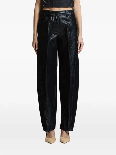 Peserico Metallic-effect Pleated Trousers In Black